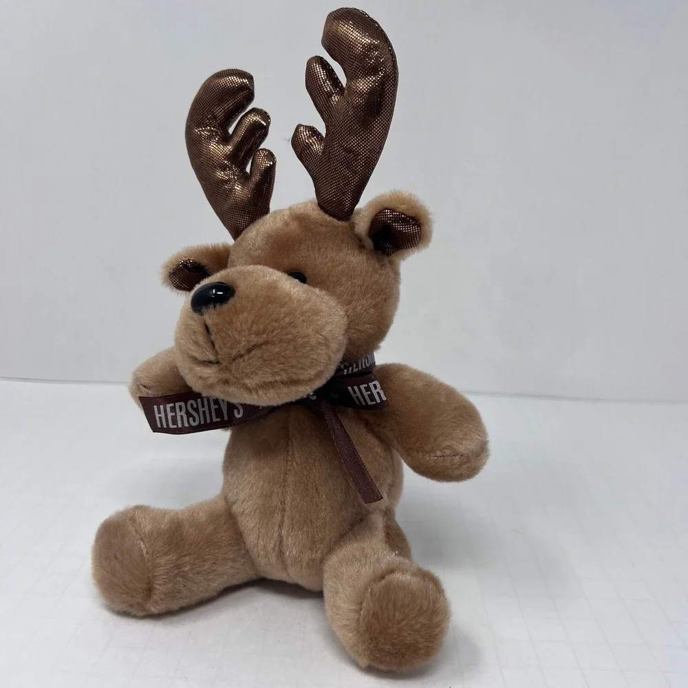 Galerie Hershey Reindeer 5 inch Brown Gold Metallic‎ Antlers Christmas Plush
